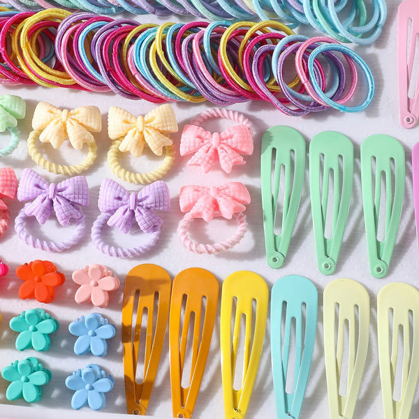 1200pcs Colorful Hair Accessories Set Girls Nylon Elastic Hair Band Hairpin Ponytail Holder Scrunchies Kids Headwear