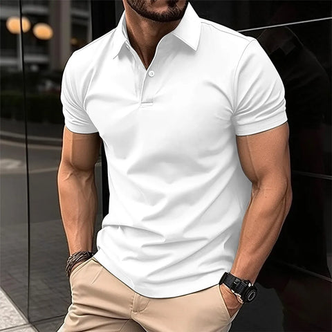 Amazon Men's Sports Korean casual trend slim fit short sleeved silk cotton collar solid color t-shirt POLO shirt polo