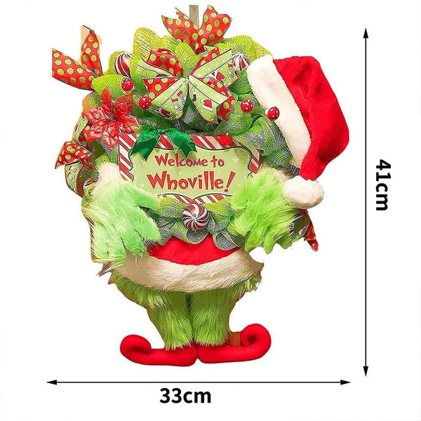 Grinch The Funny Burlap Wreath Creative Christmas Decorations UK 2024