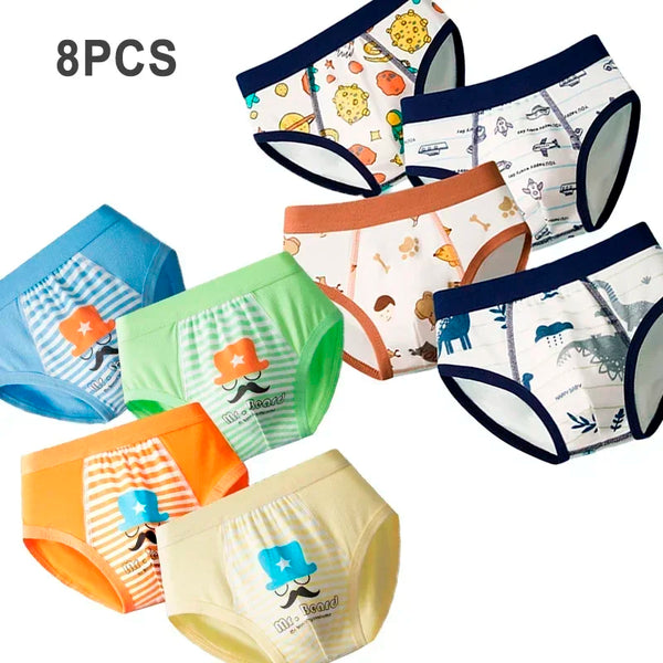 8 Pcs/Lot Boys Underwears Cotton Children Panties Teenage Antibacterial Shorts Cartoon Kids Breathable Underpants Briefs For Boy