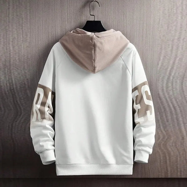 Men's Fall/Winter New Casual And Versatile Contrast Monogram Print Long Sleeve Hooded Sweatshirt