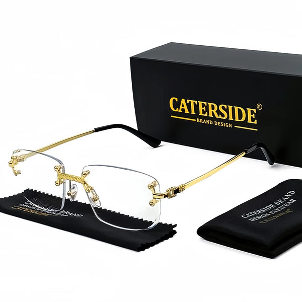 CATERSIDE Retro Rimless Square Sunglasses Men Women UV400 Small Gradient Sun Glasses For Men Popular High Quality Party Eyewear