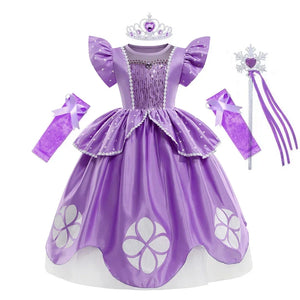 Girls Sofia Dress Children Halloween Birthday Party Princess Costumes Summer Sophia Puff Sleeve Fluffy Ball Gown