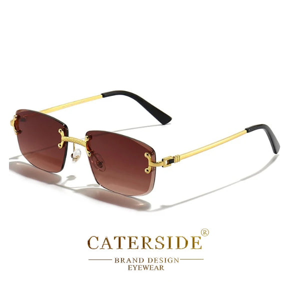 CATERSIDE Retro Rimless Square Sunglasses Men Women UV400 Small Gradient Sun Glasses For Men Popular High Quality Party Eyewear