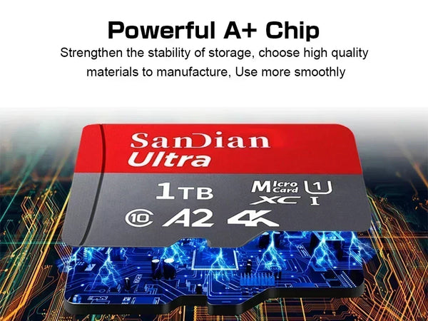 1TB Original SD Card 2TB Large Capacity Memory Cards Micro TF/SD Card 512GB High Speed Flash Card for PC/Desktop/Mac/Cameras