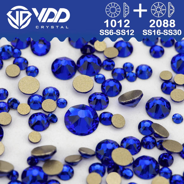 VDD Mix Size SS6-SS30 AAAAA High Quality Glass 2088 Rhinestones Crystal Flatback Strass Stones Crafts DIY Nail Art Decoration