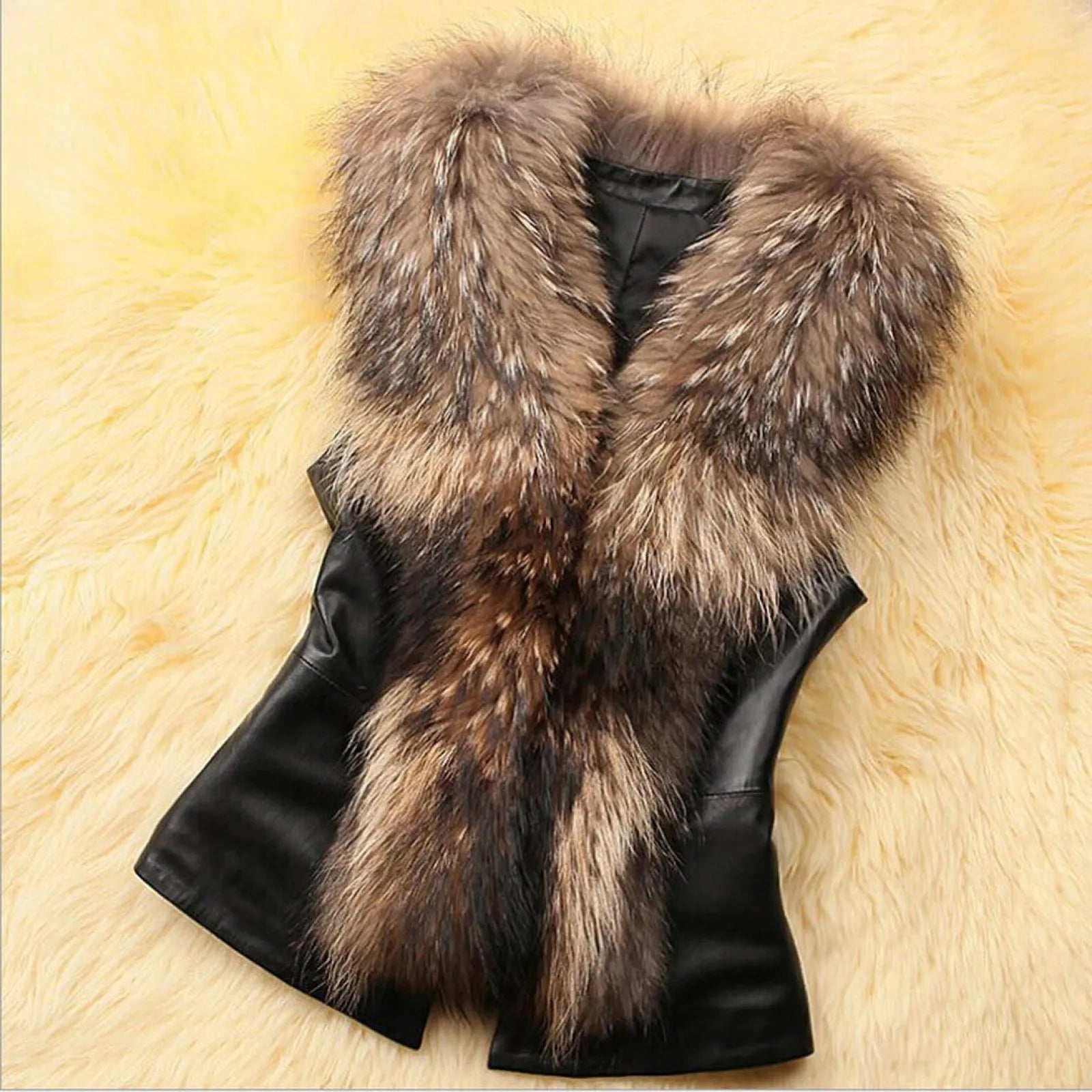 Women Sleeveless Faux Imitation Fur Bow Vest Coat Warm Thick Fourrure Jacket Autumn Winter Feamle Leather Outwear Waistcoat 2024