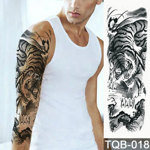 Large Full Arm Sleeve Tribal Totem Waterproof Temporary Tattoo Sticker Skull Totem Bird Wolf Tiger Fake Tatoo Body Art Men Women