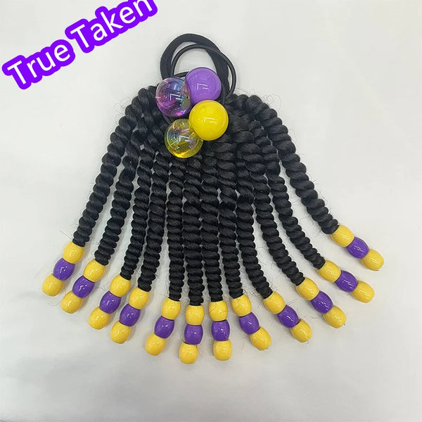 Custome- Braded Ponytails for Kids 8in Kids Box Braid Ponytail Hair Extension Synthetic with Big Bubbles Balls