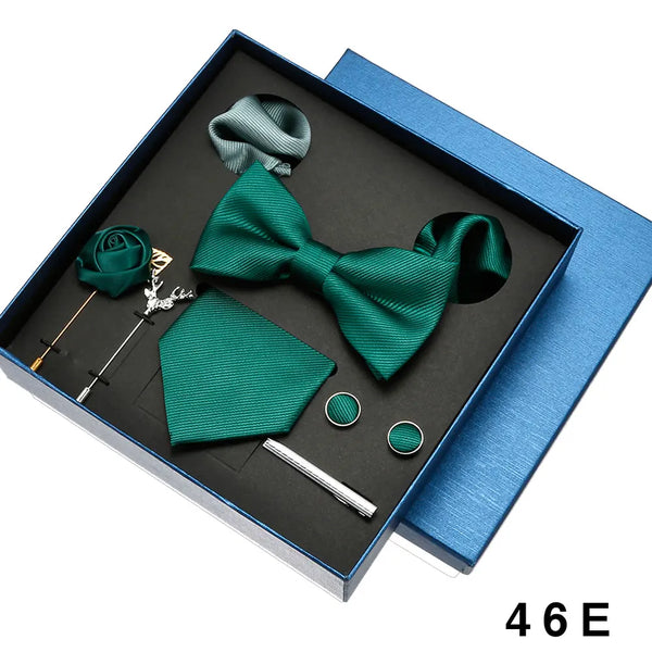 Luxury Men's Tie Necktie Bow Tie Gift Box 8-Piece Solids Colors Thread Fashion Professional Business Suit Accessories Wedding