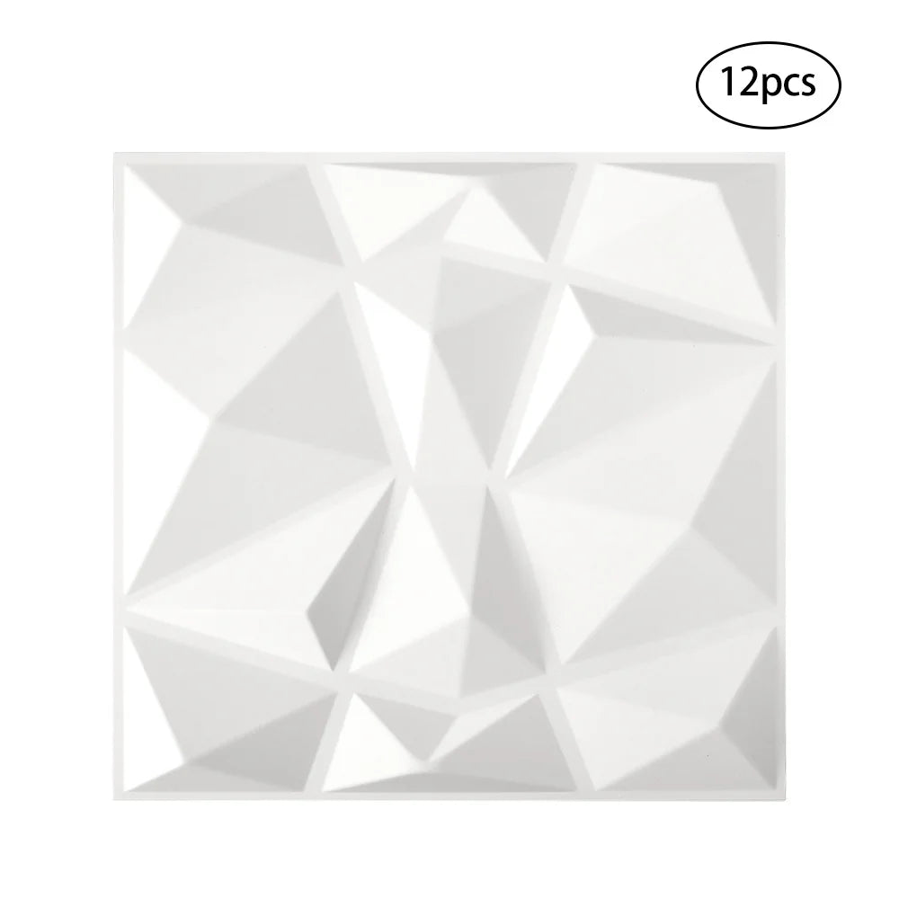 12pcs Decorative PVC 3D Diamond Wall Panels