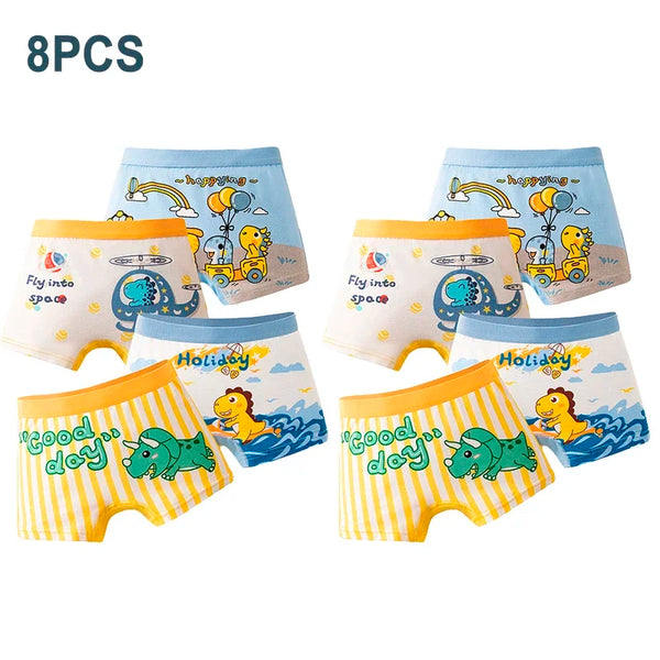 8pcs Hot Boxer Shorts Kids Class A Cotton Boxer Underpants Soft Skin-friendly Fabric Cute Cartoon Underwear Boy Shorts For Boys