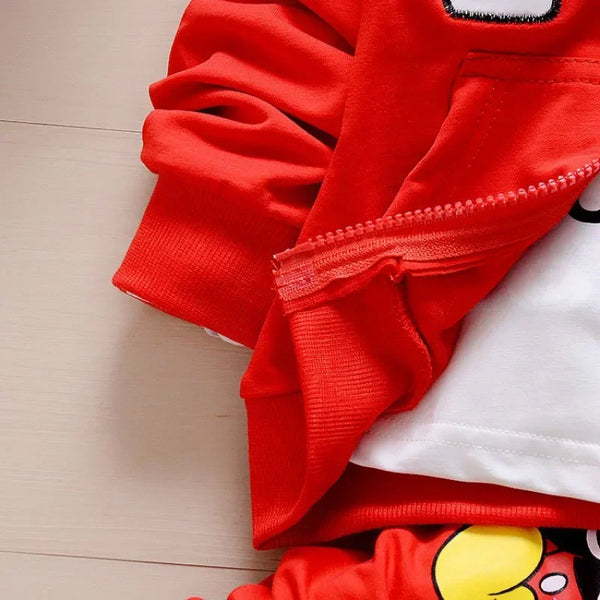 Spring and Autumn New Products Boys Clothes Set Cute Mickey Cotton Hooded Coat + T-shirt + Pants 3PCS Set Casual Kids Sportswear