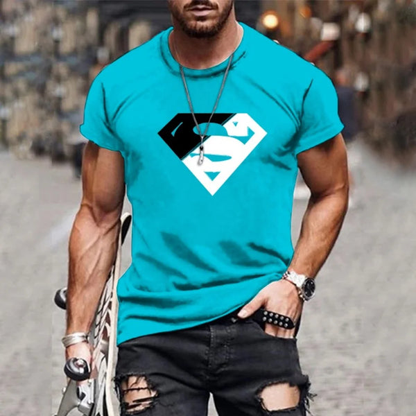 Popular men's hot new fashion T-shirt versatile short sports style creative design 3D printing design printing