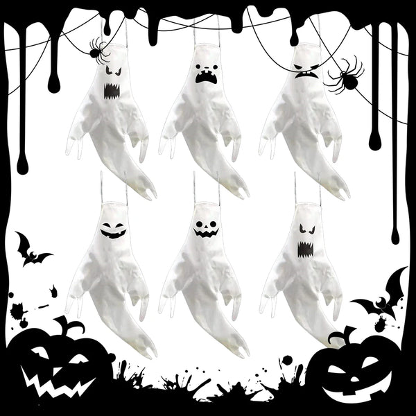 Halloween Windsocks Hanging Ghost Tree Hanging Windsock White Flying Ghosts Outdoor Haunted House Decor Outside Party Supplies