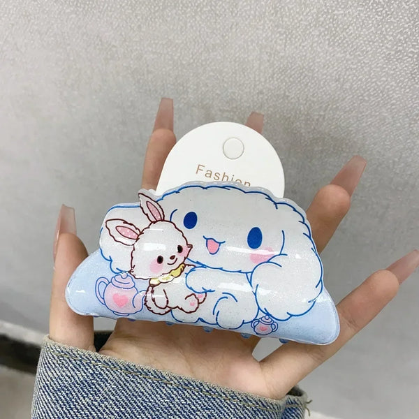 Sanrio Kuromi Hair Claws Women Fashion Cute Hello Kitty Hairclip Girl Cinnamoroll Acrylic Shark Clip Kid My Melody Birthday Gift