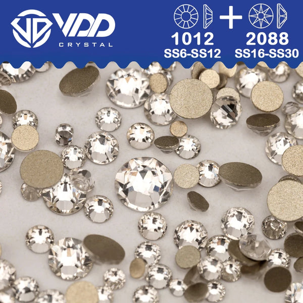 VDD Mix Size SS6-SS30 AAAAA High Quality Glass 2088 Rhinestones Crystal Flatback Strass Stones Crafts DIY Nail Art Decoration