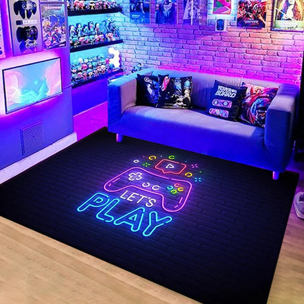 Cartoon Cyberpunk Floor Mat Video Game Bedroom Area Rug Gaming Room Anti-slip Children Play Carpet for Living Room Home Decor