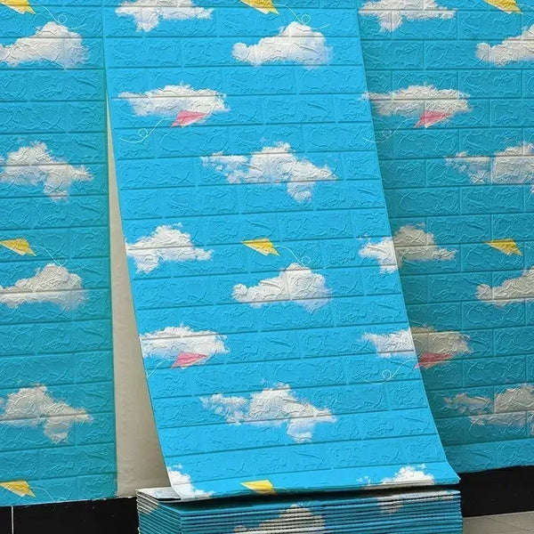 3D Self-Adhesive Wallpaper 70cm*1/5/10m Continuous Waterproof Brick Wall Stickers Living Room Bedroom Children's Room Home Decor