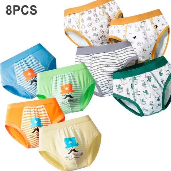 8 Pcs/Lot Boys Underwears Cotton Children Panties Teenage Antibacterial Shorts Cartoon Kids Breathable Underpants Briefs For Boy