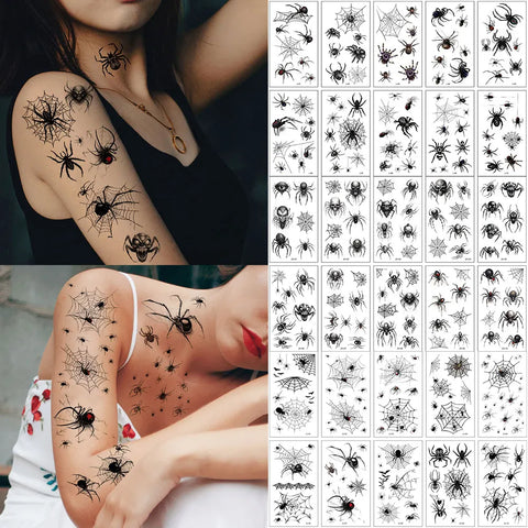 10pcs Spider Web Tattoo Stickers for Halloween Disposable Temporary Tattoos For Men Women Face Makeup Body Decr for Children