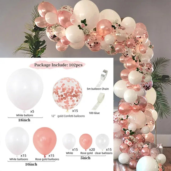 Macaron Pink Balloon Garland Arch Kit Wedding Birthday Party Decoration Kids Globos Rose Gold Confetti Latex Ballon Baby Shower