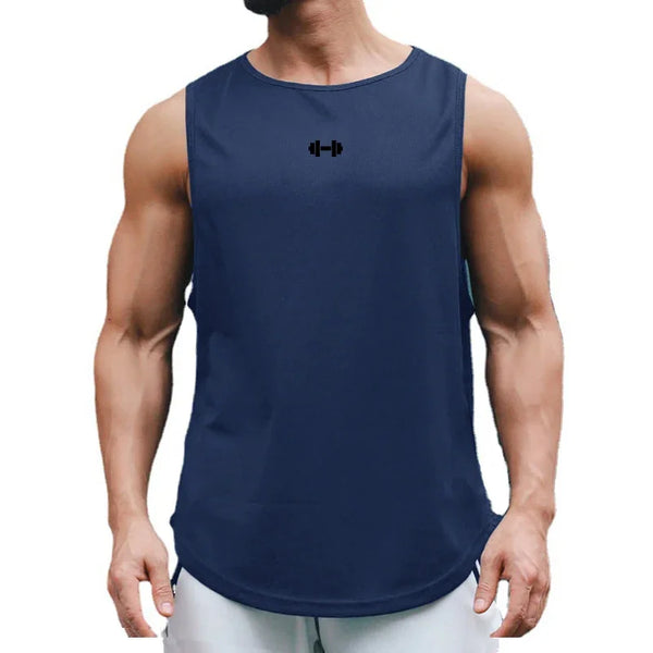 Gym Fitness Bodybuilding Sport Vests Mesh Breathable Quick Dry Running Tank Tops Mens Workout Muscle Casual Elastic T-shirts