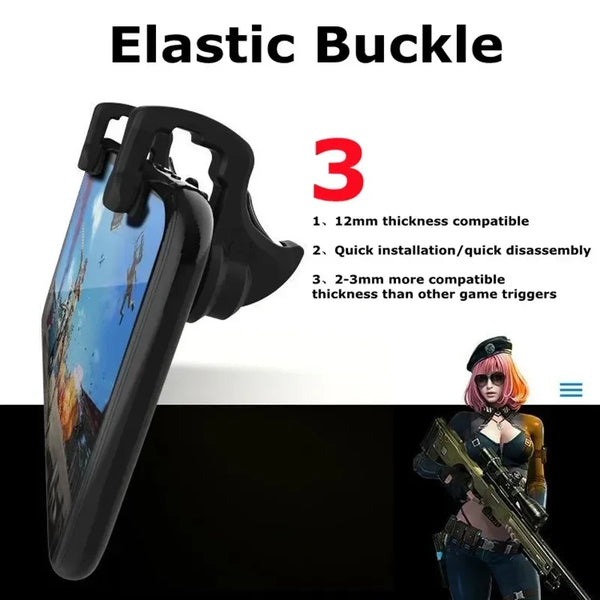 LY 2Pcs Mobile Phone 4 Finger Physics Game Trigger for PUBG Aim Shooting L1R1 ABS Alloy Key Button for IOS Android 7-12mm Device