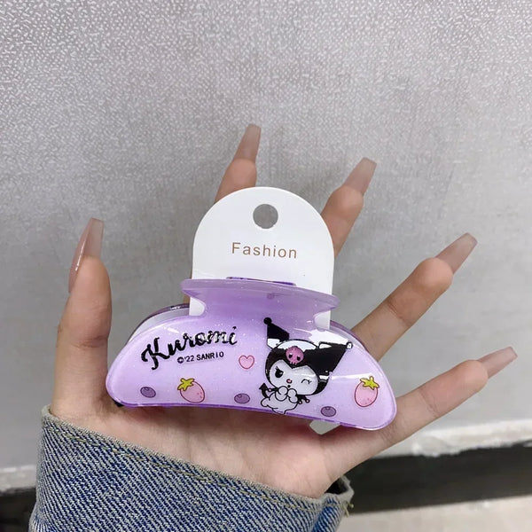 Sanrio Kuromi Hair Claws Women Fashion Cute Hello Kitty Hairclip Girl Cinnamoroll Acrylic Shark Clip Kid My Melody Birthday Gift