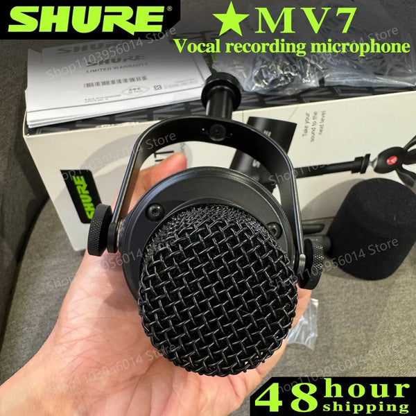 Original SHURE MV7 Hybrid USB/XLR Dynamic Microphone Outdoor Live Selectable Frequency Response Built-in Sound Card Microphone