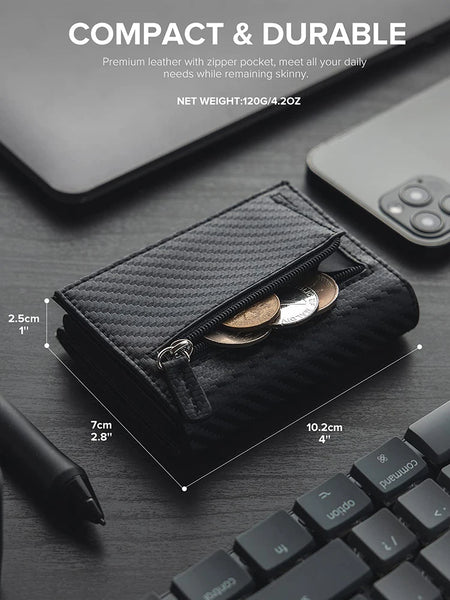 Credit Card Holder  RFID Blocking Bifold Wallet Men's Wallet with Coin Compartment and Banknote Compartment