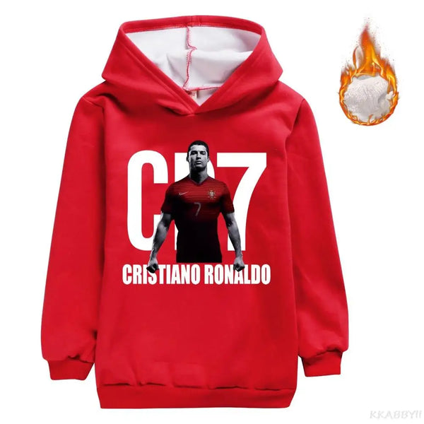 CR7 Clothes Kids Velvet Sweatshirt Baby Girls Winter Coat Boys Fleece Sweater Children Warm Thick Outwear