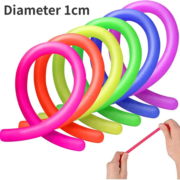 6 Pack Stretchy String Fidgets Sensory Toys Resistance Squeeze Strengthen Arms Noodle Stress Reliever Toys for Kids Adults