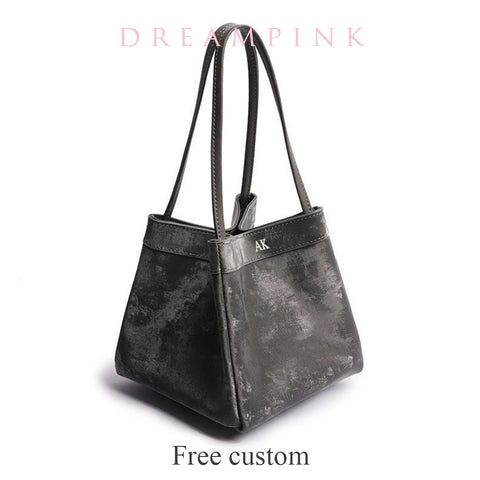 Fashion Silk Women Bucket Bag Luxury Suede Leather Female Party Handbag Custom Name Multiple Lady Shoulder Bag With Top Handles