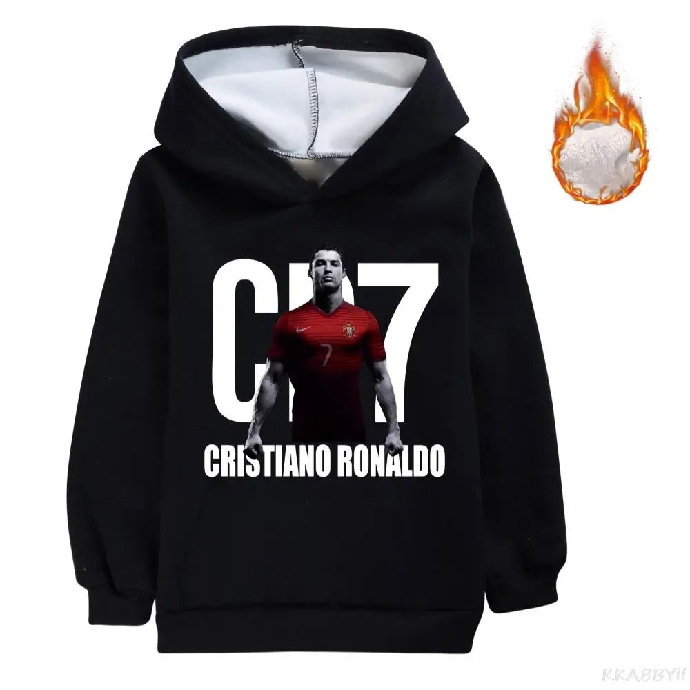 CR7 Clothes Kids Velvet Sweatshirt Baby Girls Winter Coat Boys Fleece Sweater Children Warm Thick Outwear