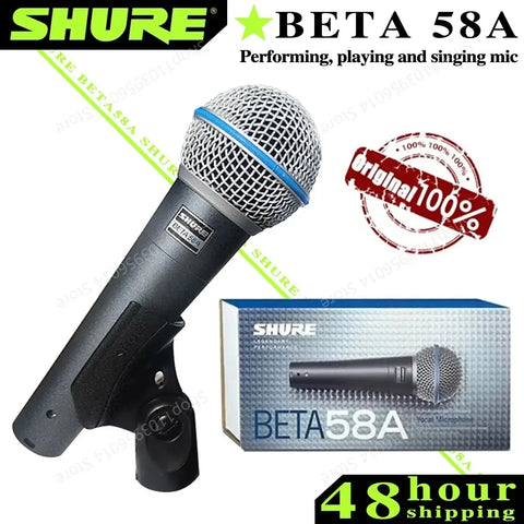 Original SHURE Beta 58A Dynamic Microphone Professional Wired Vocal Microphone for Singing Stage Karaoke Studio Computer Gaming