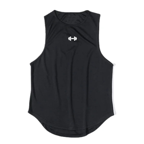 Gym Fitness Bodybuilding Sport Vests Mesh Breathable Quick Dry Running Tank Tops Mens Workout Muscle Casual Elastic T-shirts