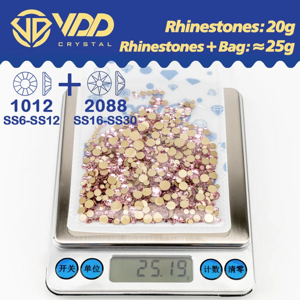 VDD Mix Size SS6-SS30 AAAAA High Quality Glass 2088 Rhinestones Crystal Flatback Strass Stones Crafts DIY Nail Art Decoration