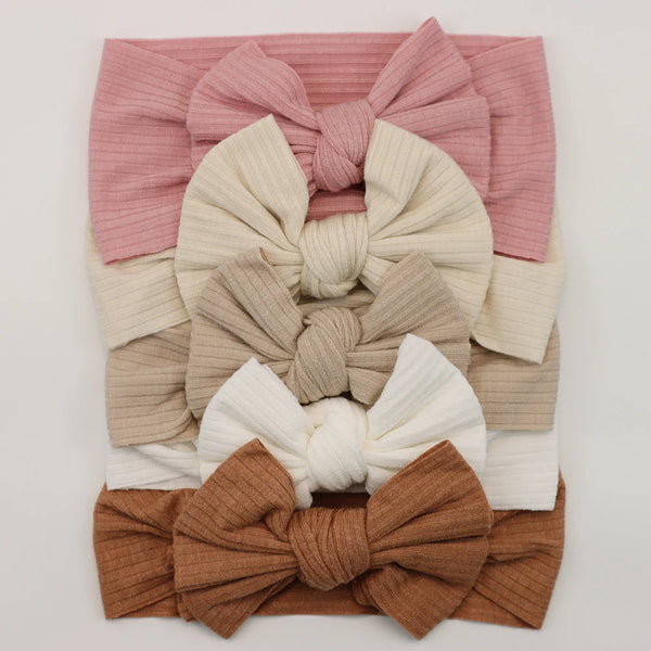 5pcs/Lot Cable Knit Bow Baby Headbands Elastic Nylon Baby Girl Headband For Children Turban Newborn Infant Kids Hair Accessories