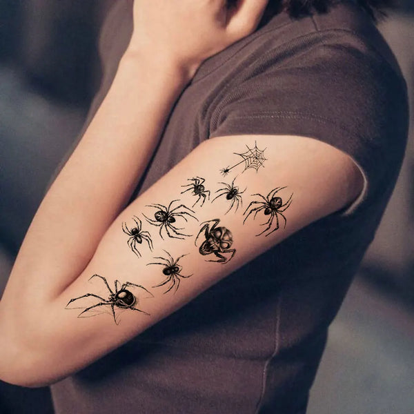 10pcs Spider Web Tattoo Stickers for Halloween Disposable Temporary Tattoos For Men Women Face Makeup Body Decr for Children