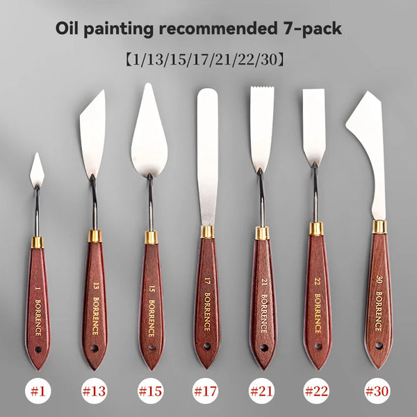 3/5/7Pcs/Set Palette Knife Painting Stainless Steel Spatula Palette Knife Oil Paint Metal Knives Wood Handle Art Drawing Tools