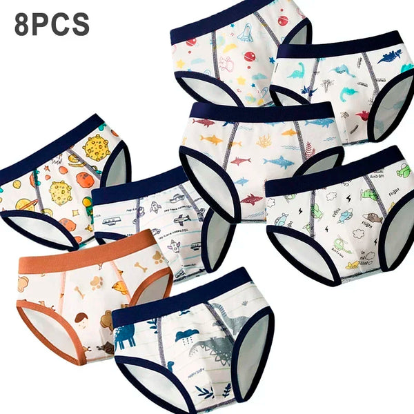 8 Pcs/Lot Boys Underwears Cotton Children Panties Teenage Antibacterial Shorts Cartoon Kids Breathable Underpants Briefs For Boy