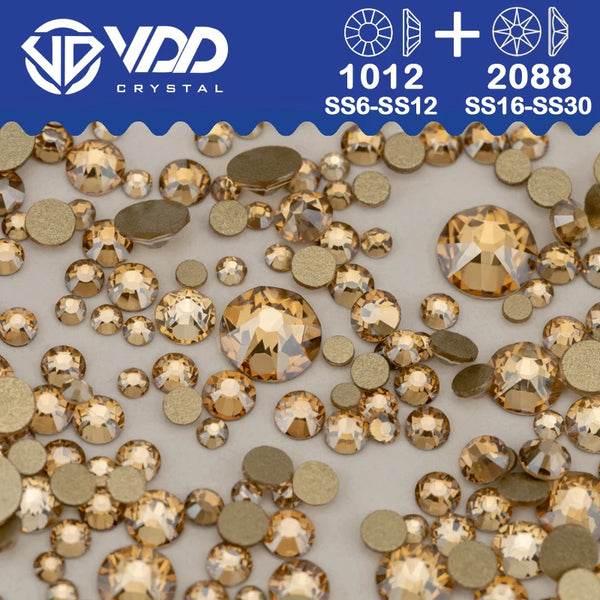 VDD Mix Size SS6-SS30 AAAAA High Quality Glass 2088 Rhinestones Crystal Flatback Strass Stones Crafts DIY Nail Art Decoration