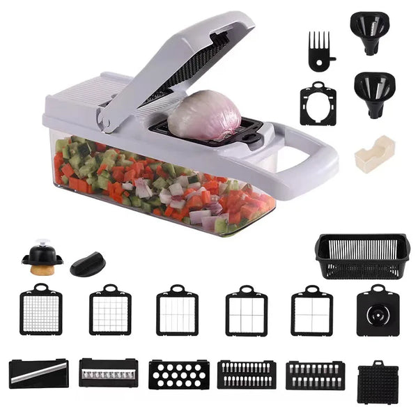 22/26 pcs in 1 Multifunctional Vegetable Chopper Handle Food Grate Cooking Tool Vegetable Slicer Dicer Cut Kitchen Items Gadgets