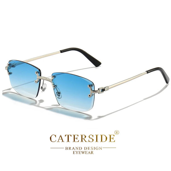 CATERSIDE Retro Rimless Square Sunglasses Men Women UV400 Small Gradient Sun Glasses For Men Popular High Quality Party Eyewear