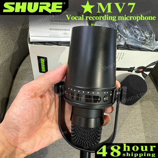 Original SHURE MV7 Hybrid USB/XLR Dynamic Microphone Outdoor Live Selectable Frequency Response Built-in Sound Card Microphone