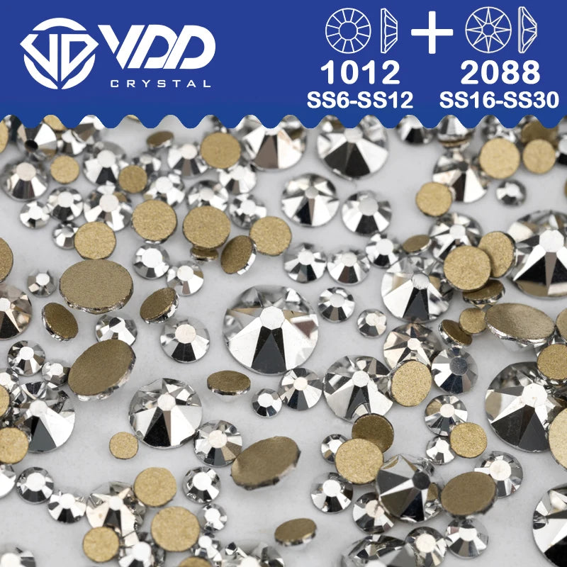 VDD Mix Size SS6-SS30 AAAAA High Quality Glass 2088 Rhinestones Crystal Flatback Strass Stones Crafts DIY Nail Art Decoration