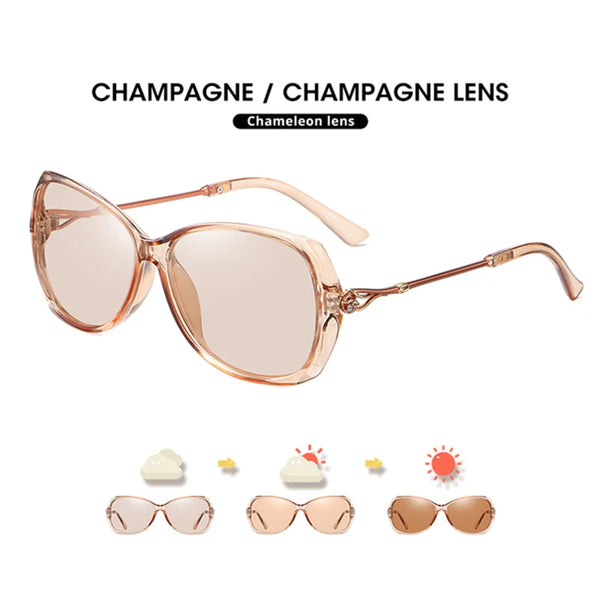 LIOUMO 2023 Elegant Photochromic Women's Sunglasses Polarized Chameleon Lens Luxury Sun glasses Ladies UV400 Lentes de sol Mujer