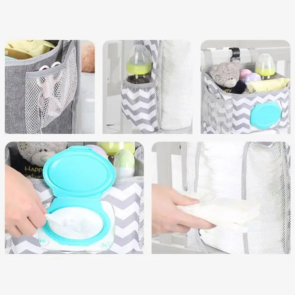 Baby Crib Hanging Storage Bag Diaper Nappy Organizer Cot Bed   Infant Essentials   Kids  Bedding Set