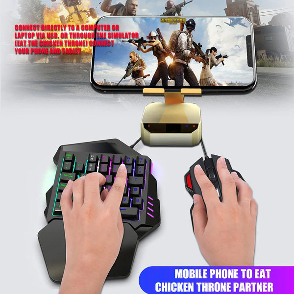 HXSJ J50 One-Handed Gaming Keyboard 35 Keys LED Backlight + Wired Gaming Mouse with Breathing Light 5500 movement speed